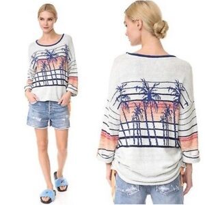 Free People Palm Breeze/Palm Tree Breeze Ruched Sweater Sz Small